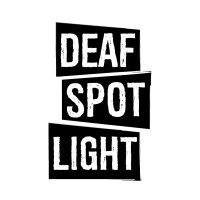 Deaf Spotlight logo with light beam icon
